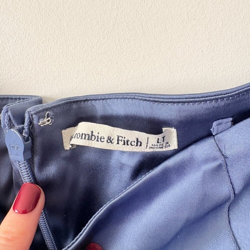 Abercrombie & Fitch Stretch Satin Strapless Maxi Dress Blue Size Large - Picture 11 of 13